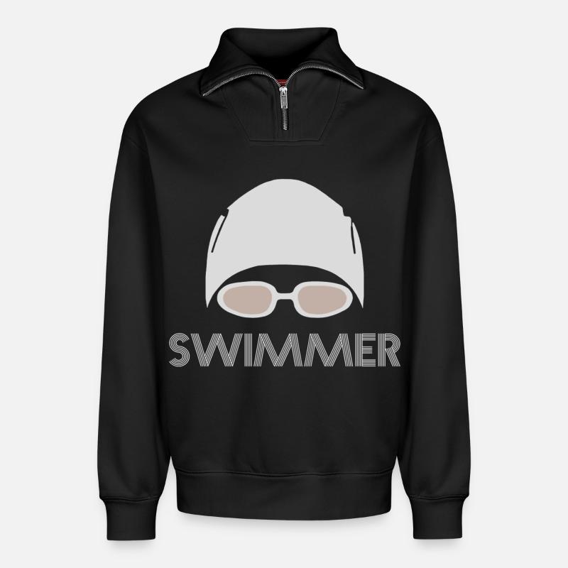 Swimmer - Relaxed Unisex Organic Half Zip Sweatshirt – by SPREAD - black