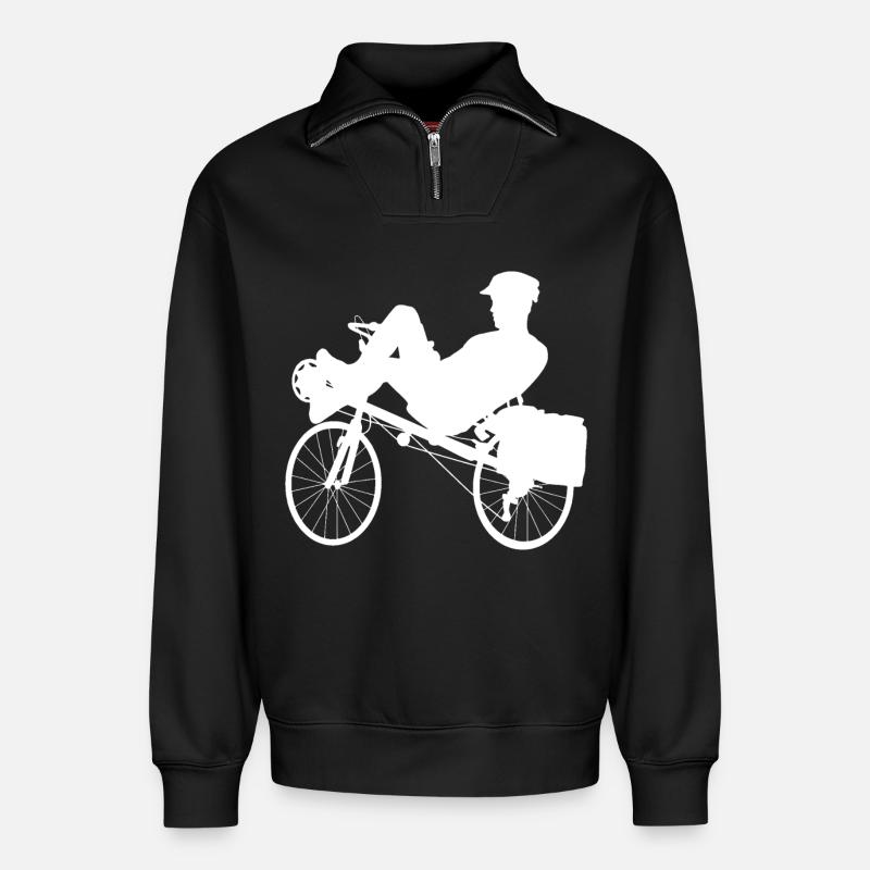 Liegerad - Relaxed Unisex Organic Half Zip Sweatshirt – von SPREAD - Schwarz