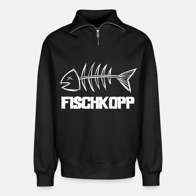 Fischkopp - Relaxed Unisex Organic Half Zip Sweatshirt – von SPREAD - Schwarz