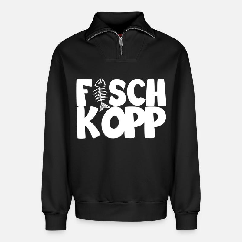Fischkopp - Relaxed Unisex Organic Half Zip Sweatshirt – von SPREAD - Schwarz