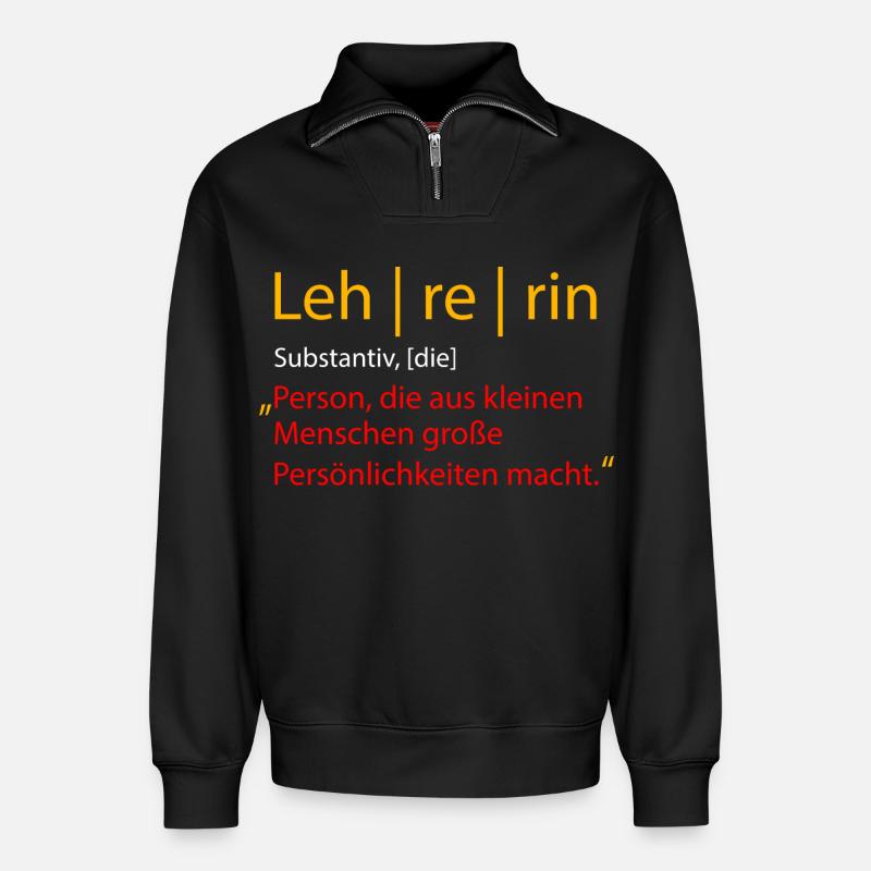 Lehrerin - Relaxed Unisex Organic Half Zip Sweatshirt – von SPREAD - Schwarz