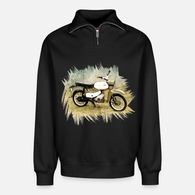 Simson SR 4/4 Hawk - Relaxed Unisex Organic Half Zip Sweatshirt – by SPREAD - black