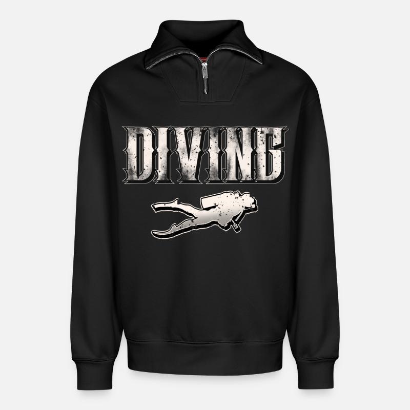 Diving Divers - Relaxed Unisex Organic Half Zip Sweatshirt – by SPREAD - black