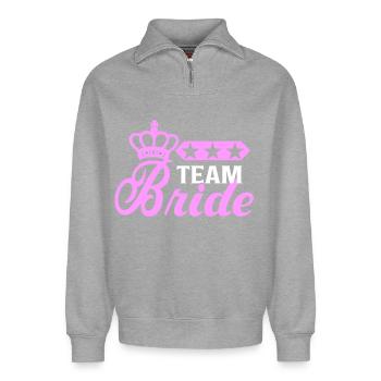Bachelorette Team Bride Wedding bachelorette party - Relaxed Unisex Organic Half Zip Sweatshirt – von SPREAD - Grau meliert - Vorne
