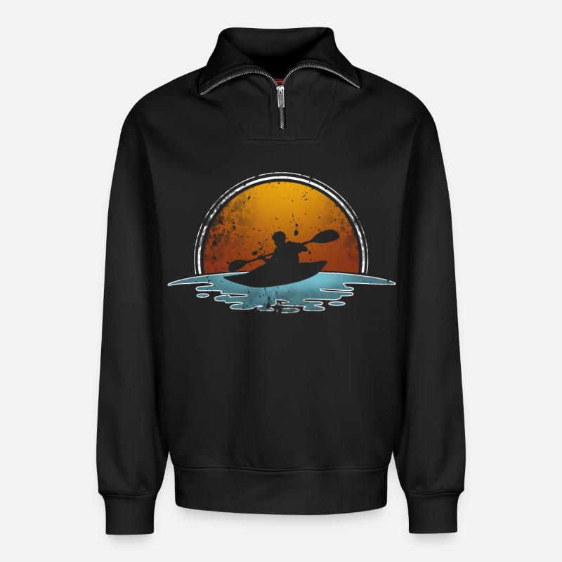 Kayak - Relaxed Unisex Organic Half Zip Sweatshirt – by SPREAD - black