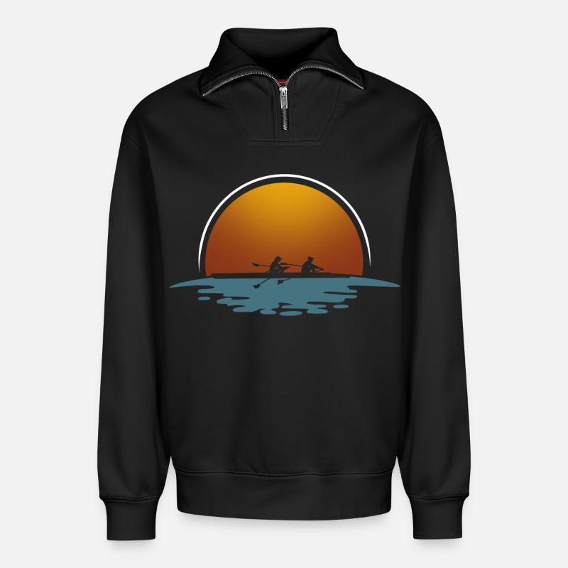 Rowing Rower Rowing Boat - Relaxed Unisex Organic Half Zip Sweatshirt – by SPREAD - black