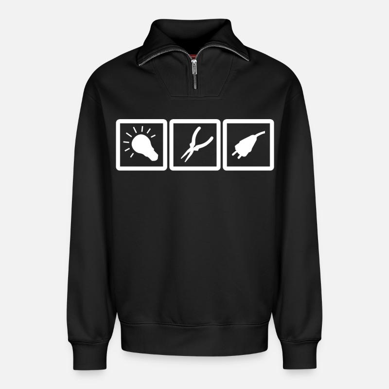 Electrician Tools - Relaxed Unisex Organic Half Zip Sweatshirt – by SPREAD - black