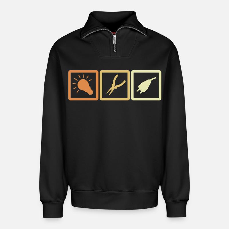 Elektriker Tools - Relaxed Unisex Organic Half Zip Sweatshirt – von SPREAD - Schwarz