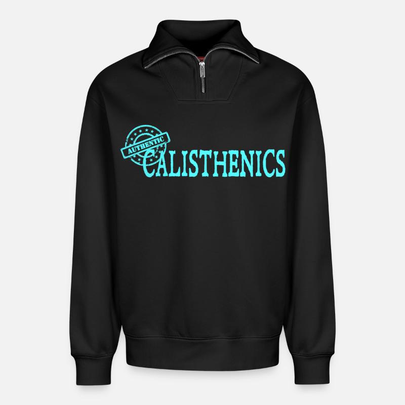 Calisthenics - Relaxed Unisex Organic Half Zip Sweatshirt – von SPREAD - Schwarz