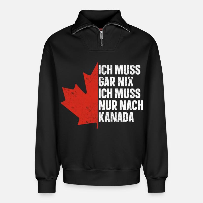 Kanada - Relaxed Unisex Organic Half Zip Sweatshirt – von SPREAD - Schwarz