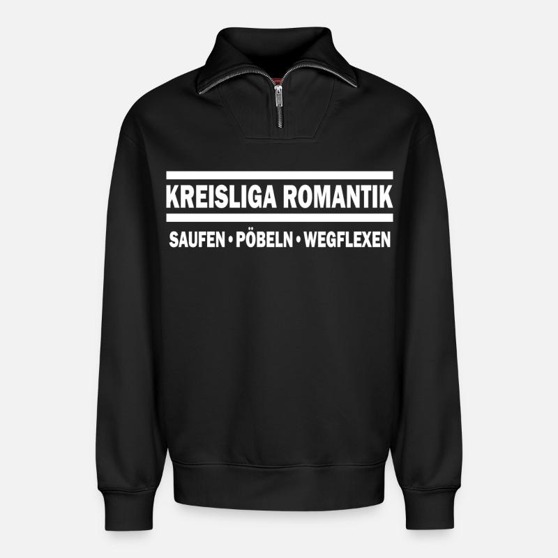 Kreisliga Romantik - Relaxed Unisex Organic Half Zip Sweatshirt – von SPREAD - Schwarz