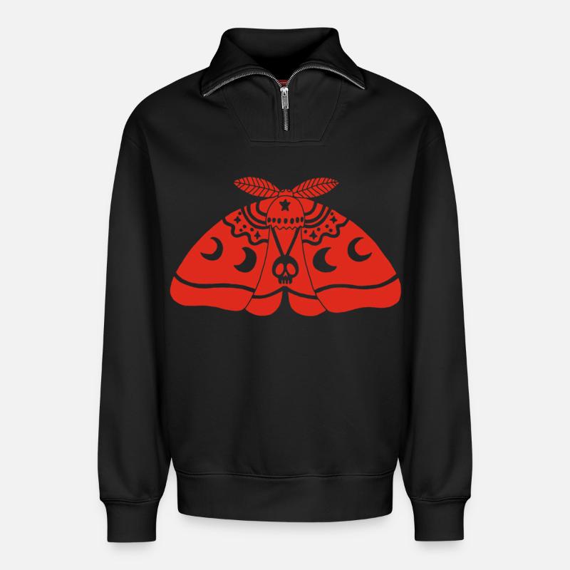 Rote Motte - Relaxed Unisex Organic Half Zip Sweatshirt – von SPREAD - Schwarz