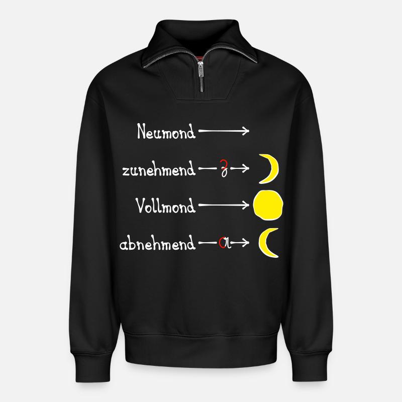 Mondphasen mit Eselsbrücke - hell - Relaxed Unisex Organic Half Zip Sweatshirt – von SPREAD - Schwarz