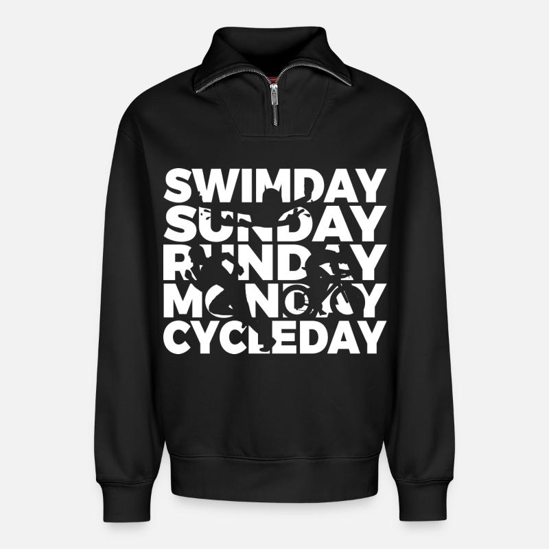 Triathlon weekdays - Relaxed Unisex Organic Half Zip Sweatshirt – by SPREAD - black