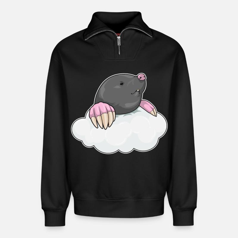 Mole clouds - Relaxed Unisex Organic Half Zip Sweatshirt – by SPREAD - black