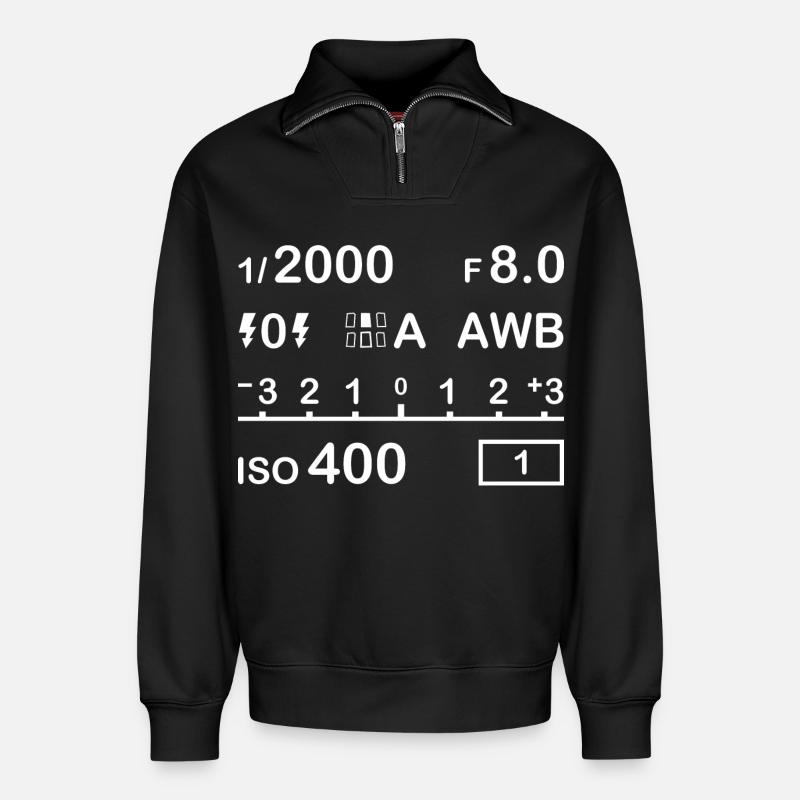 Digitalkamera Einstellungen - Relaxed Unisex Organic Half Zip Sweatshirt – von SPREAD - Schwarz