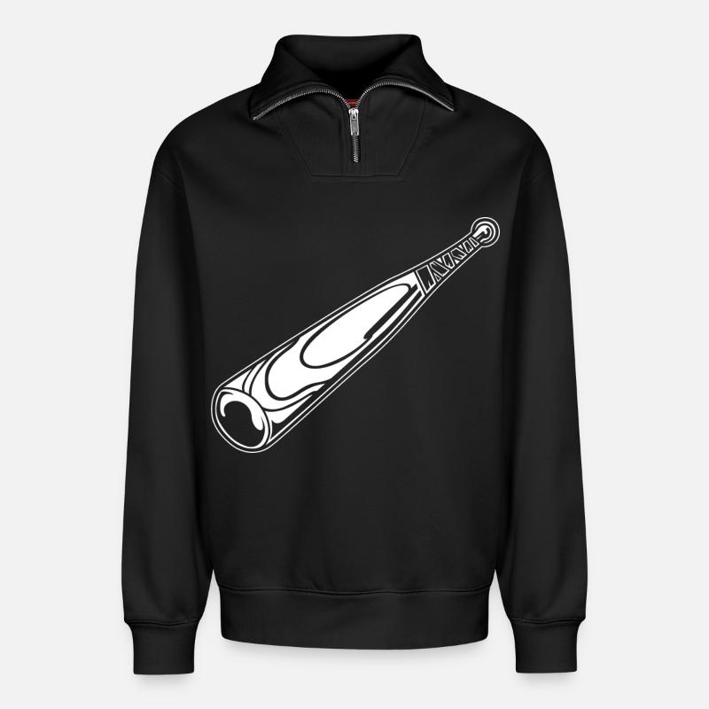 Baseballschläger - Relaxed Unisex Organic Half Zip Sweatshirt – von SPREAD - Schwarz