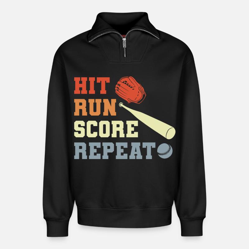Baseball Spruch - Relaxed Unisex Organic Half Zip Sweatshirt – von SPREAD - Schwarz