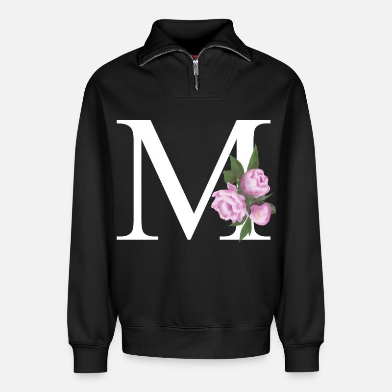 M - Relaxed Unisex Organic Half Zip Sweatshirt – von SPREAD - Schwarz