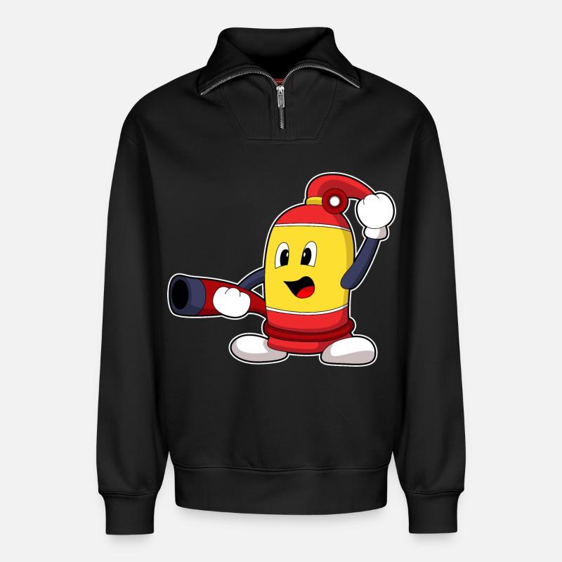 Firefighter Fire Hose Fire Brigade - Relaxed Unisex Organic Half Zip Sweatshirt – by SPREAD - black