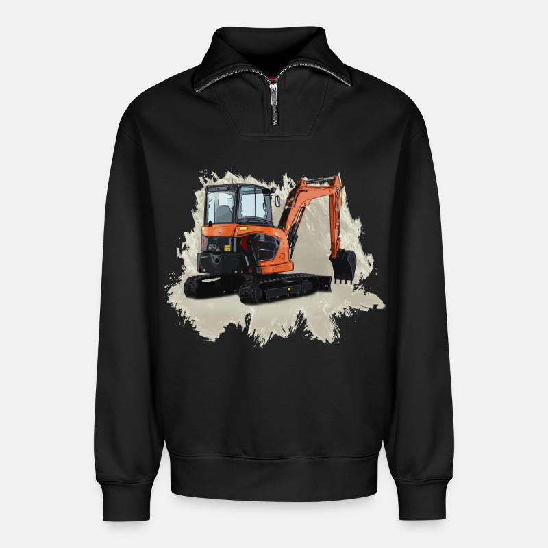 Minibagger - Relaxed Unisex Organic Half Zip Sweatshirt – von SPREAD - Schwarz
