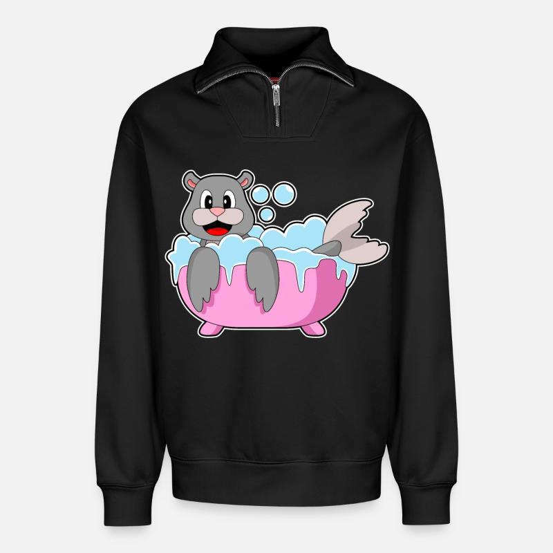 Baignoire scellée - Sweat unisexe décontracté en coton biologique à demi-zip – de SPREAD - noir