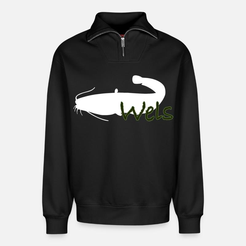 Wels - Relaxed Unisex Organic Half Zip Sweatshirt – von SPREAD - Schwarz