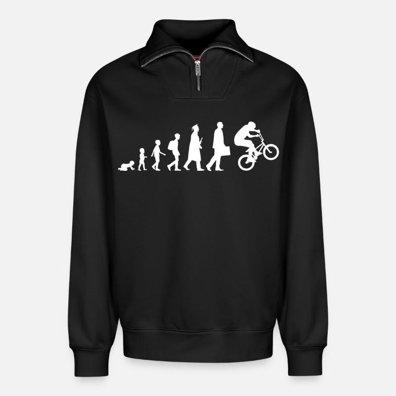 Evolution of BMX - Relaxed Unisex Organic Half Zip Sweatshirt – von SPREAD - Schwarz