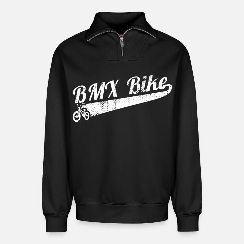 BMX Spruch - Relaxed Unisex Organic Half Zip Sweatshirt – von SPREAD - Schwarz
