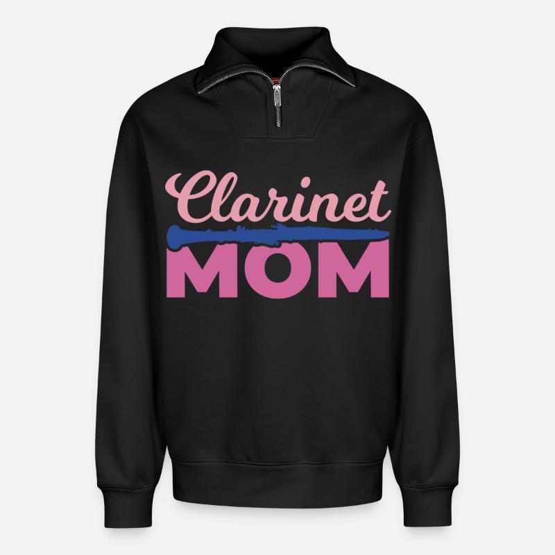 Klarinette Mama - Relaxed Unisex Organic Half Zip Sweatshirt – von SPREAD - Schwarz