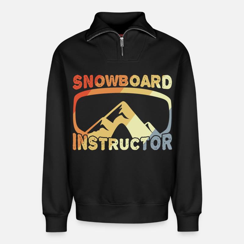 Moniteur de snowboard - Sweat unisexe décontracté en coton biologique à demi-zip – de SPREAD - noir
