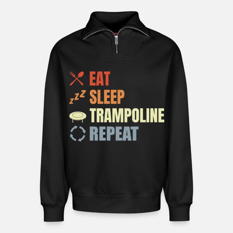 Trampolinspringen Routine - Relaxed Unisex Organic Half Zip Sweatshirt – von SPREAD - Schwarz