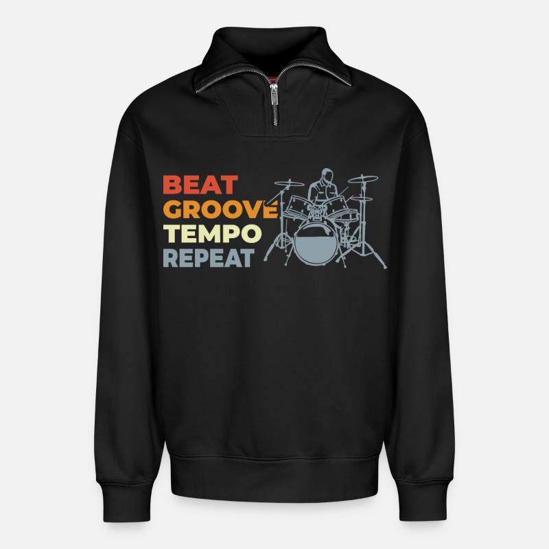 Motivation du batteur - Sweat unisexe décontracté en coton biologique à demi-zip – de SPREAD - noir