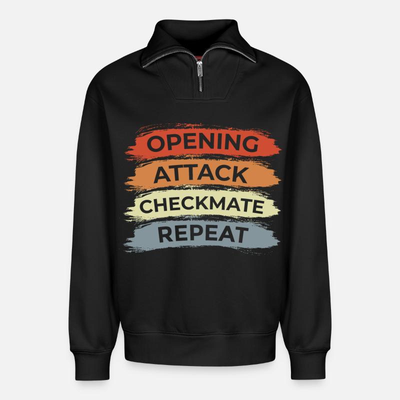 Schach Spruch - Relaxed Unisex Organic Half Zip Sweatshirt – von SPREAD - Schwarz