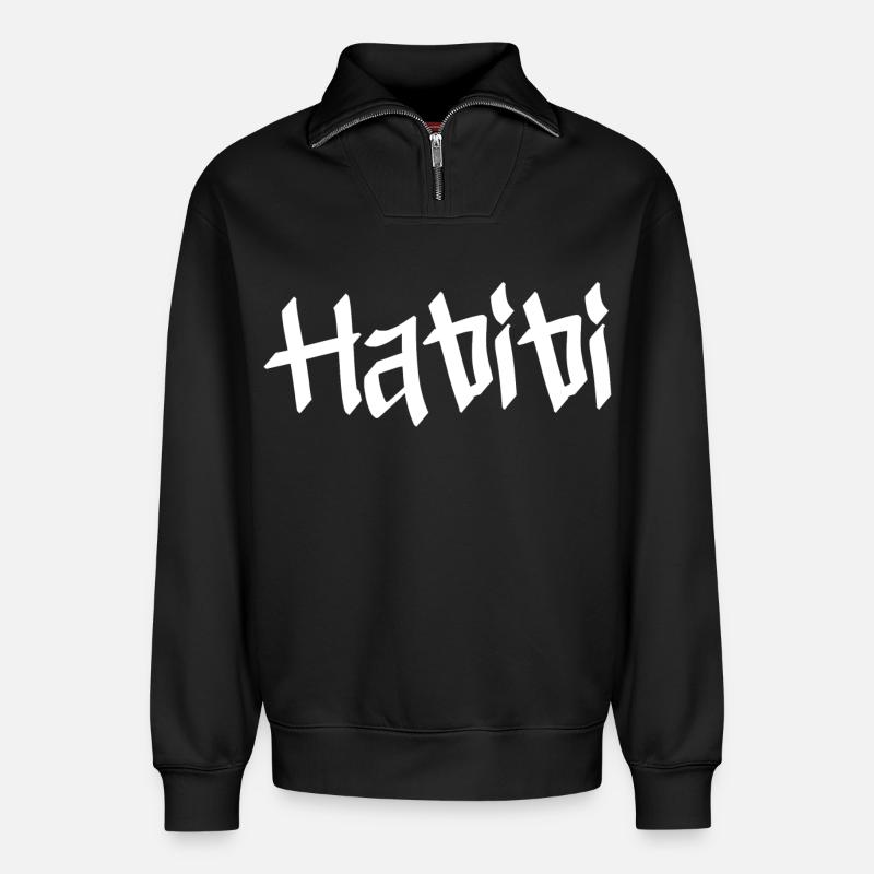 Habibi - Relaxed Unisex Organic Half Zip Sweatshirt – von SPREAD - Schwarz
