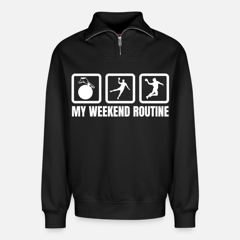 Ma routine du week-end - Sweat unisexe décontracté en coton biologique à demi-zip – de SPREAD - noir
