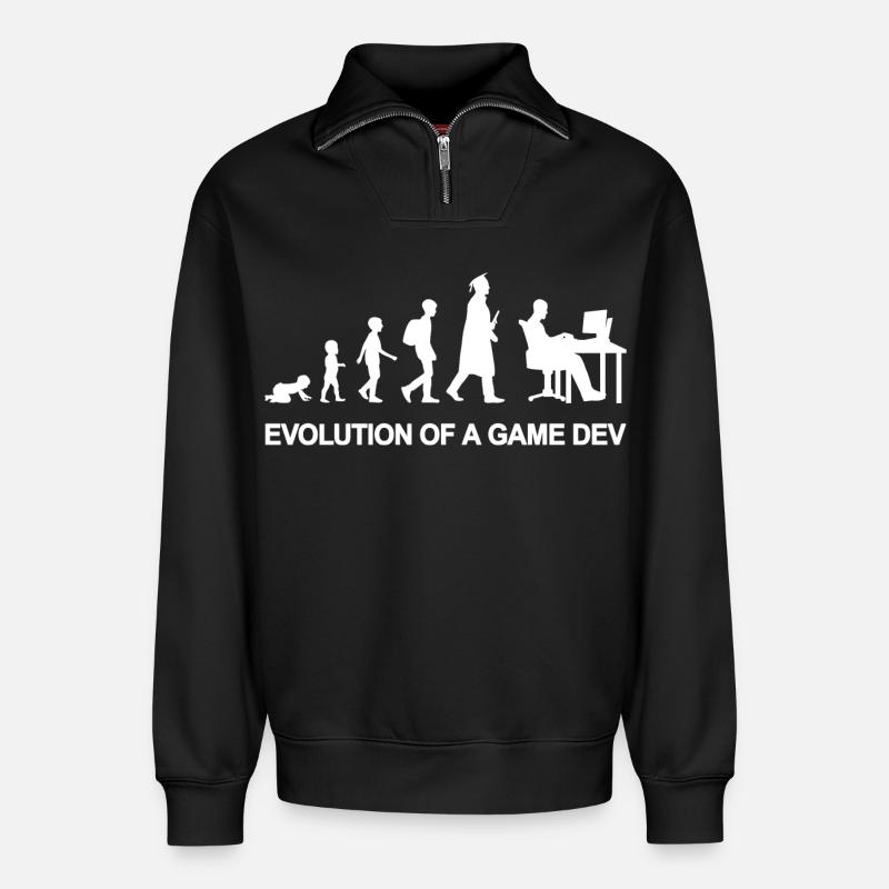 Game Developer Evolution - Relaxed Unisex Organic Half Zip Sweatshirt – von SPREAD - Schwarz