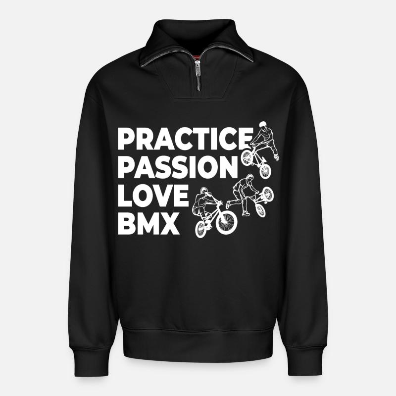 Lustiger BMX Spruch - Relaxed Unisex Organic Half Zip Sweatshirt – von SPREAD - Schwarz