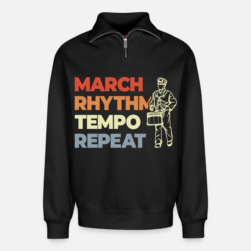 Trommel Spruch - Relaxed Unisex Organic Half Zip Sweatshirt – von SPREAD - Schwarz