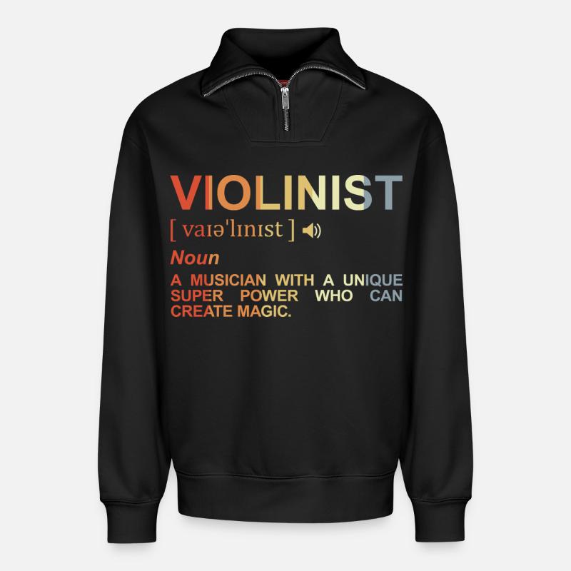 Violinist Bedeutung - Relaxed Unisex Organic Half Zip Sweatshirt – von SPREAD - Schwarz