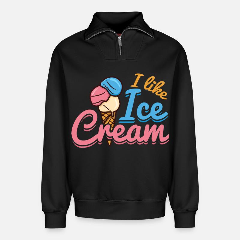 Eiscreme Liebe - Relaxed Unisex Organic Half Zip Sweatshirt – von SPREAD - Schwarz