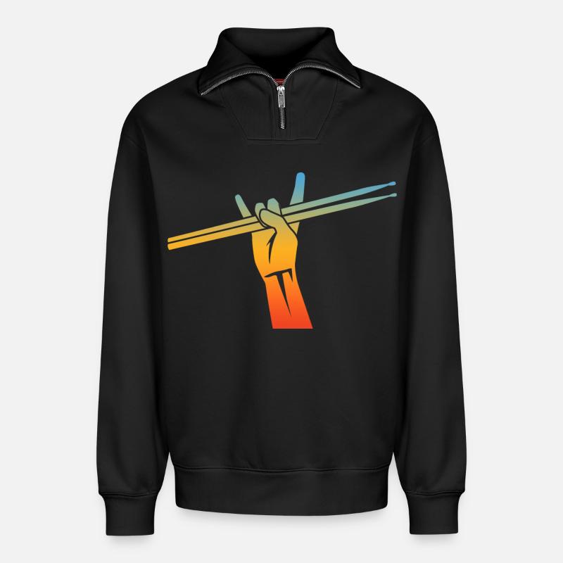 Schlagzeuger Drumsticks - Relaxed Unisex Organic Half Zip Sweatshirt – von SPREAD - Schwarz