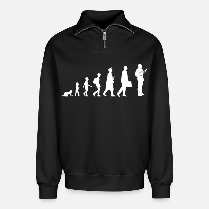 Evolution Ukulélé - Sweat unisexe décontracté en coton biologique à demi-zip – de SPREAD - noir