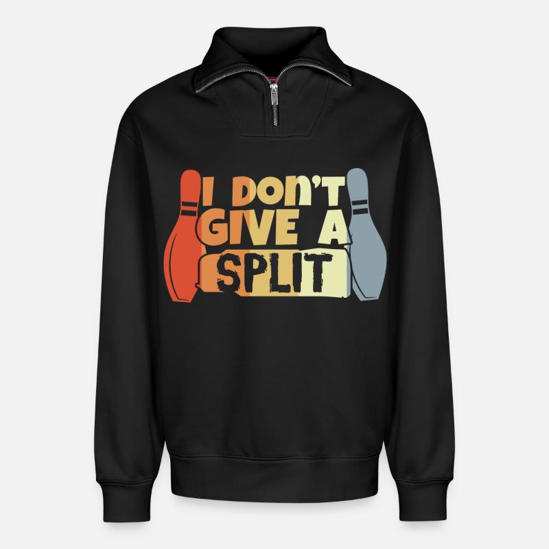 Bowling Spruch - Relaxed Unisex Organic Half Zip Sweatshirt – von SPREAD - Schwarz