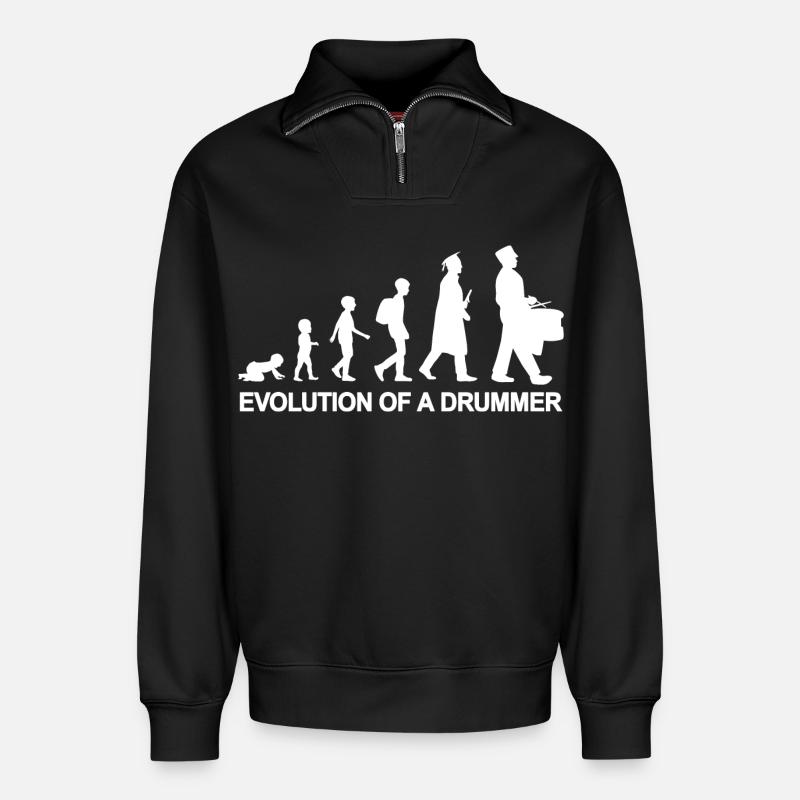 Évolution du batteur - Sweat unisexe décontracté en coton biologique à demi-zip – de SPREAD - noir