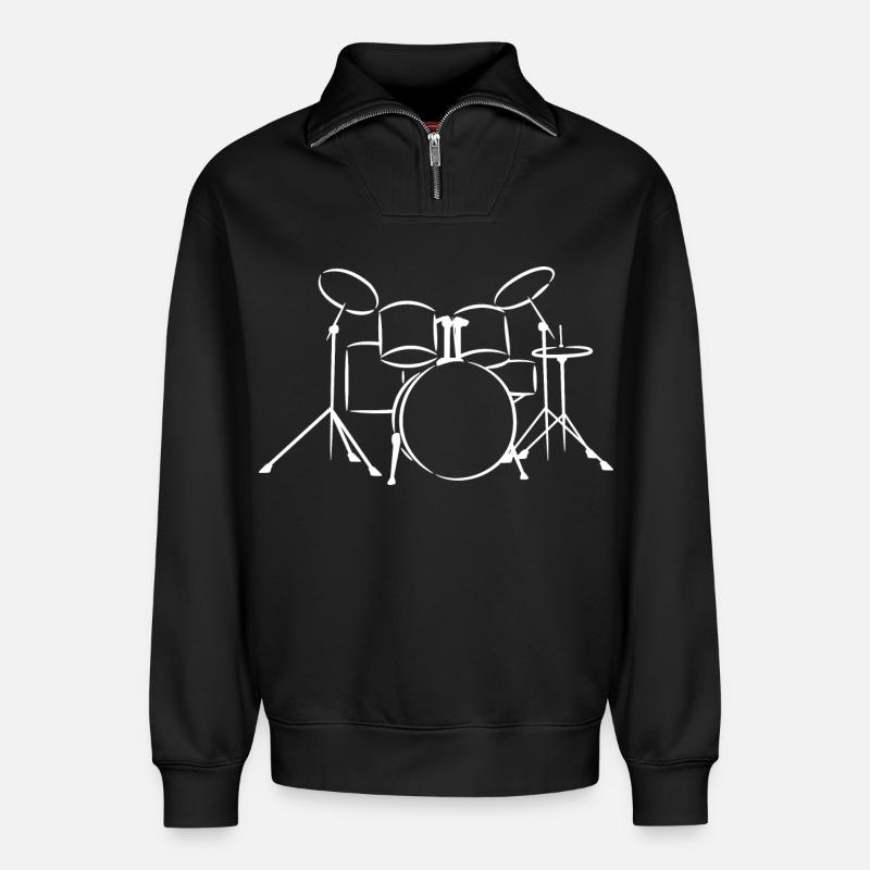 Schlagzeug - Relaxed Unisex Organic Half Zip Sweatshirt – von SPREAD - Schwarz