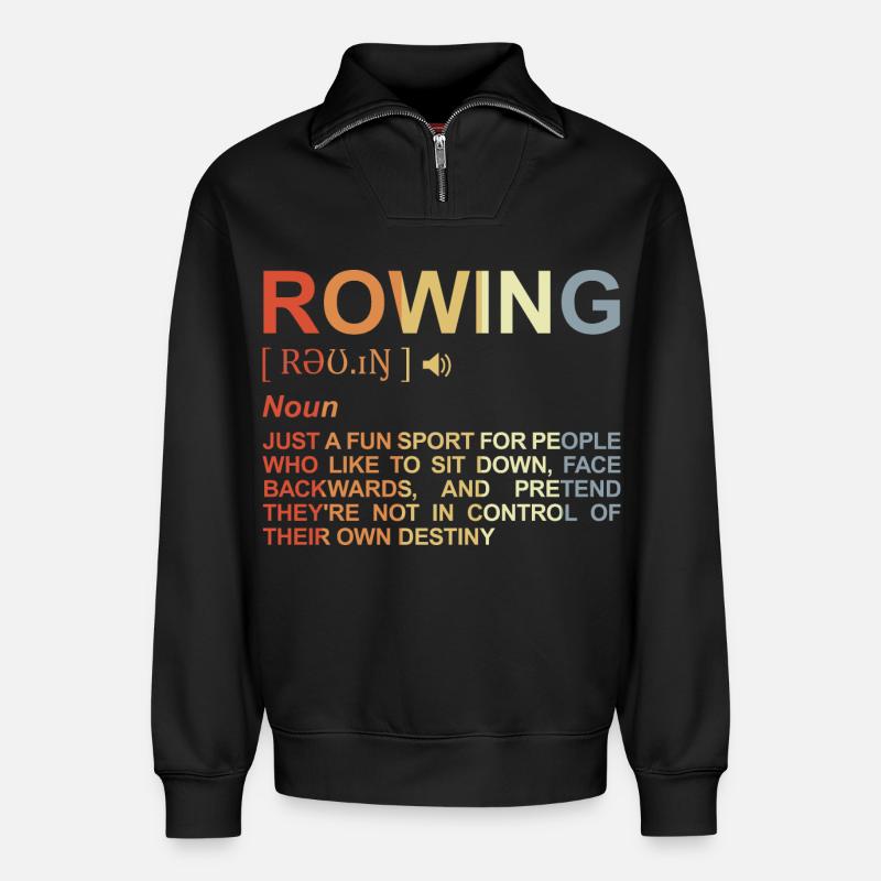 Rudern Begriff - Relaxed Unisex Organic Half Zip Sweatshirt – von SPREAD - Schwarz