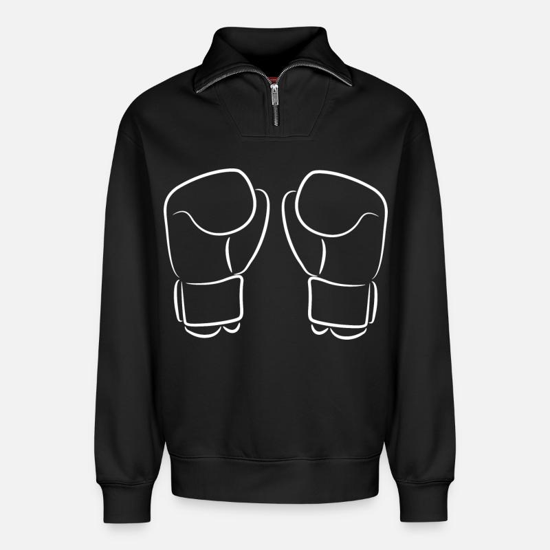 Kickbox Handschuhe Skizze - Relaxed Unisex Organic Half Zip Sweatshirt – von SPREAD - Schwarz