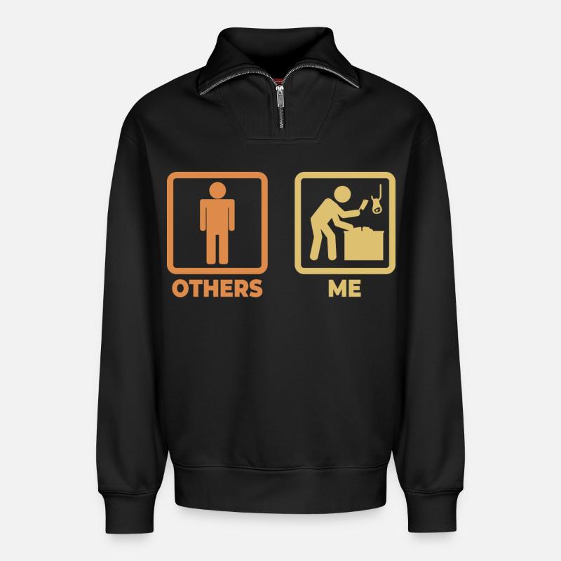 Fleischer Strichmännchen - Relaxed Unisex Organic Half Zip Sweatshirt – von SPREAD - Schwarz