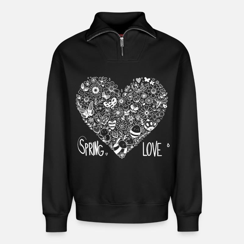 spring love - Relaxed Unisex Organic Half Zip Sweatshirt – von SPREAD - Schwarz